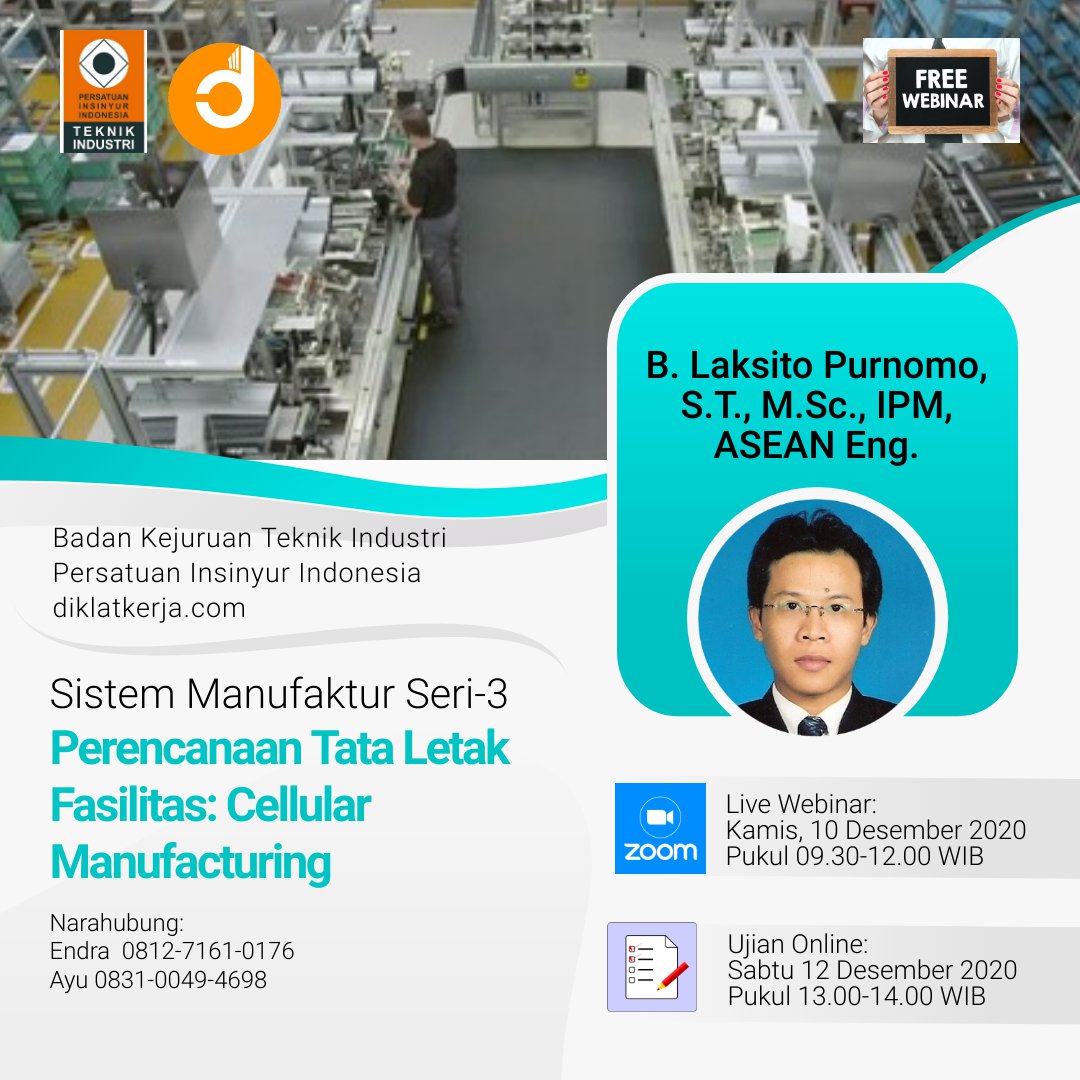 Batch 2 Sistem Manufaktur Seri-3: Perencanaan Tata Letak Fasilitas: Cellular Manufacturing