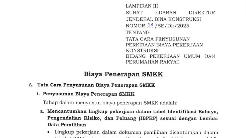 LAMPIRAN III - Biaya Penerapan SMKK